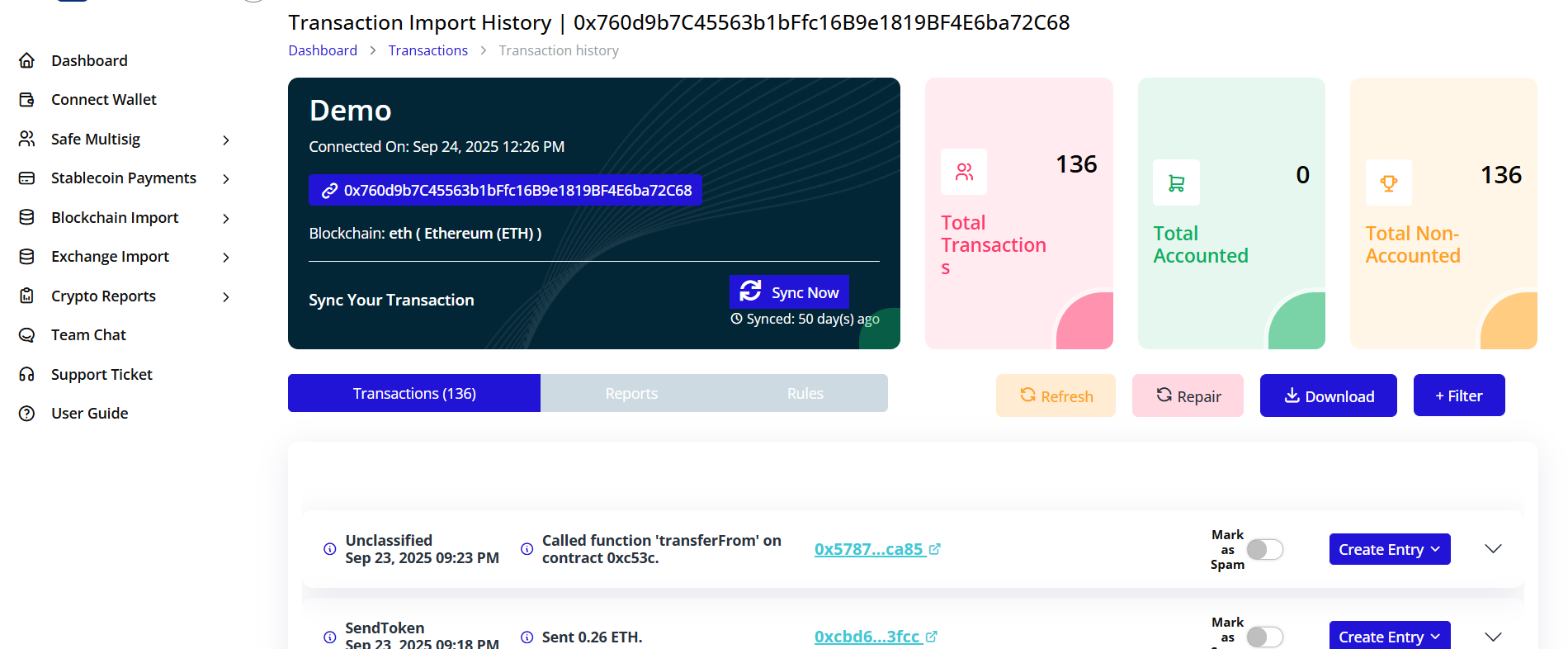 View Transaction History